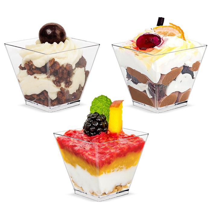 50pcs Plastic Dessert Cup Kitchen Decor Square Dessert Cup Disposable