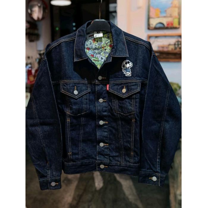 Jaket Trucker Jeans GU × Peanuts 70 Years Special Edition Jaket Denin Uniqlo