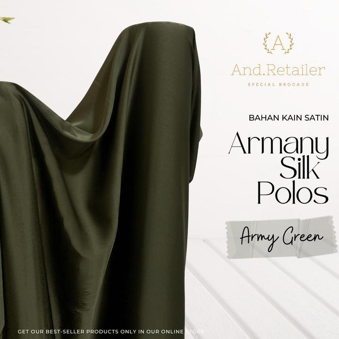KAIN SATIN ARMANY SILK ORIGINAL WARNA ARMY GREEN HIJAU ARMY TUA BERKUALITAS