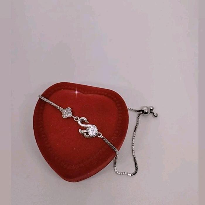 GELANG SERUT ANGSA MATA PUTIH RANTAI ITALY PERHIASAN PERAK IMPORT 925 LAPIS EMAS