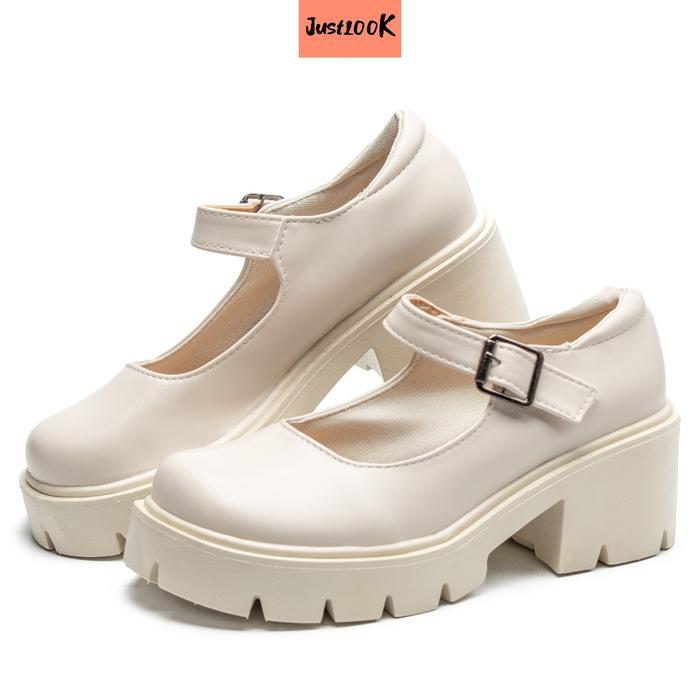 JustLook Jeongyeon Sepatu Docmart Wanita - Loafers Wanita - Jeongyeon Beige, 36