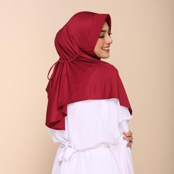 (DAPAT 18PCS) Grosir Jilbab Instan Serut Polos Jokowi Hijab Sekolah 2kg | Kerudung Muslim Dewasa Rem