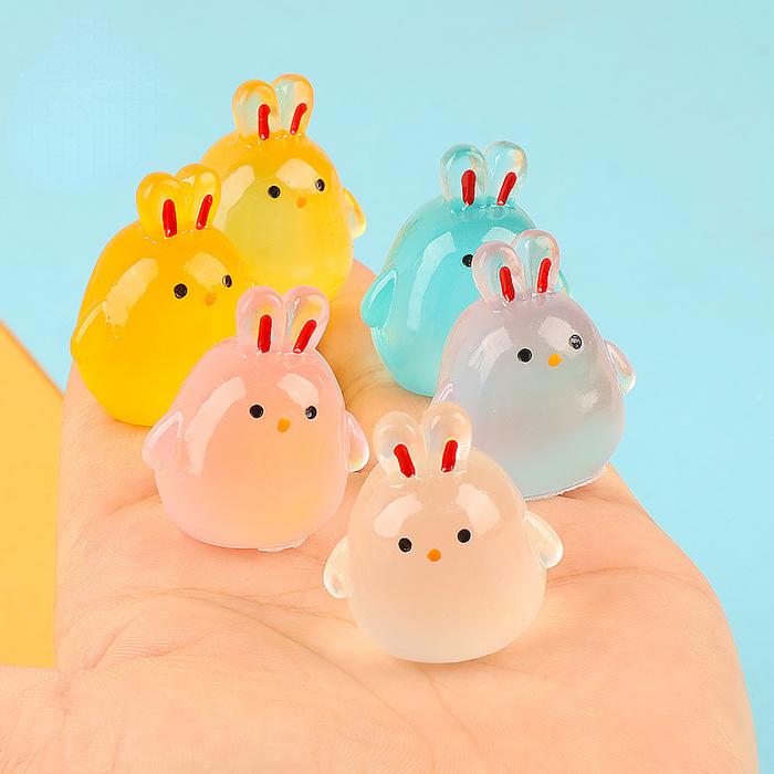 5pcs Luminous Resin Kawaii 3D Rabbit Desk Accessories Room Decor