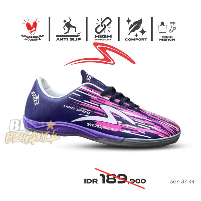 SEPATU FUTSAL SPECS LIGHTSPEED REBORN IN IVORY Sol Karet Grip Max anti slip Spatu Futsal Anak Dewasa