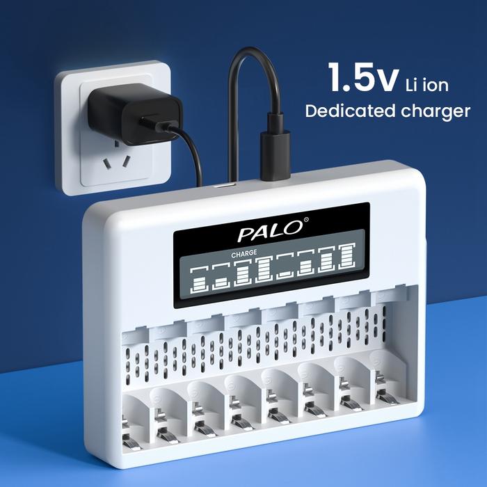 PALO 8 Slot 1.5V AA/AAA Li-ion Rechargeable Battery Charger For 1.5V