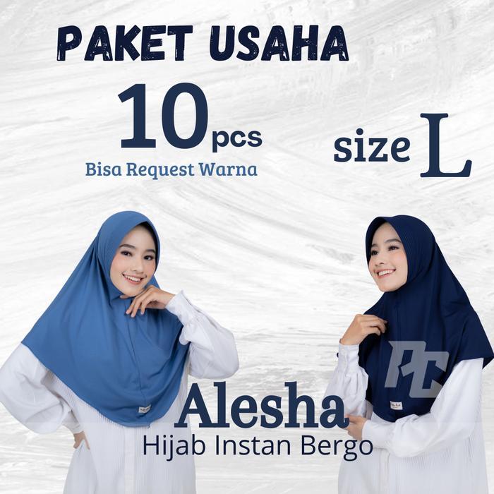 PAKET USAHA 10 PCS ALESHA SIZE L | Paket Usaha Hijab | Paket Usaha Jilbab | Paket Usaha Hijab Sport 