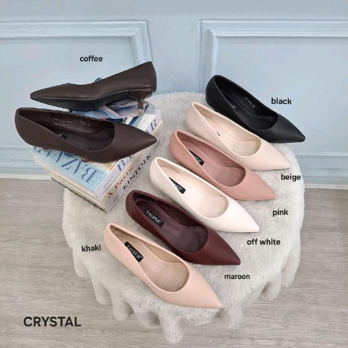 CRYSTAL (HEELS) (1) VALERiE sepatu heels polos 4 cm import bahan dove size (35-41) Wanita Shoes