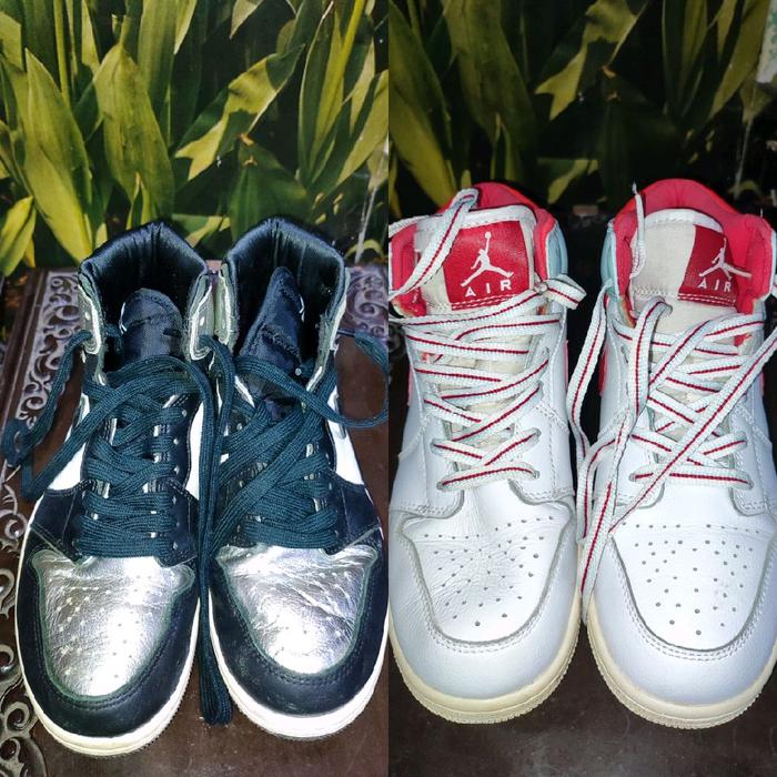 Nike Air jordan 1 mid white topaz mist uk 38,5 Nike air jordan 1 high silver toe uk 38 Second Shoes 