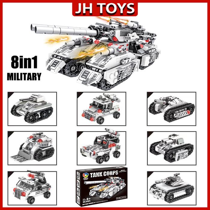 JH TOYS Mainan Tank Besar Mainan Blok Tank Tempur Militer Model Block Brick Partikel Besar Mainan Ta