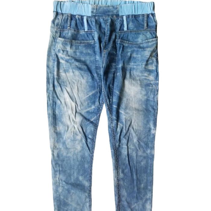 Acid Wash Denim Jogger Pants Blue Celana Panjang Original Second Korea Japan Streetwear Y2K Merch Hy