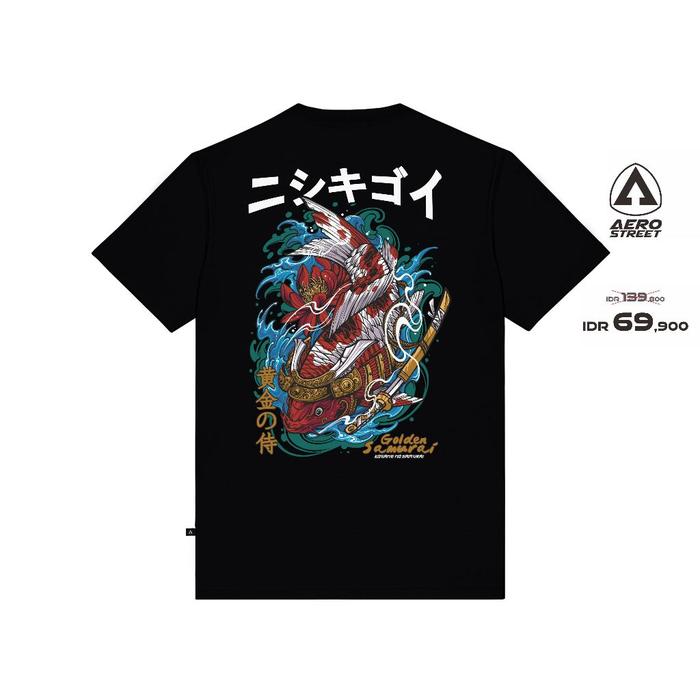 Aerostreet T Shirt Golden Samurai Hitam Kaos T-Shirt Tshirt AADAAUnpopular clothing