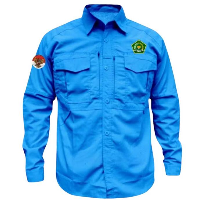 kemeja tactical kemenag biru muda baju kemenag  panjang