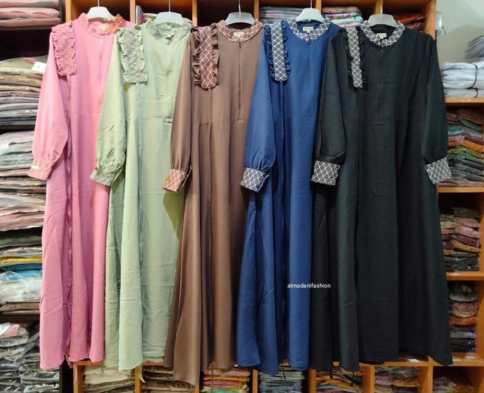 Zabannia Viola Dress Gamis Wanita Terbaru Kancing Manset