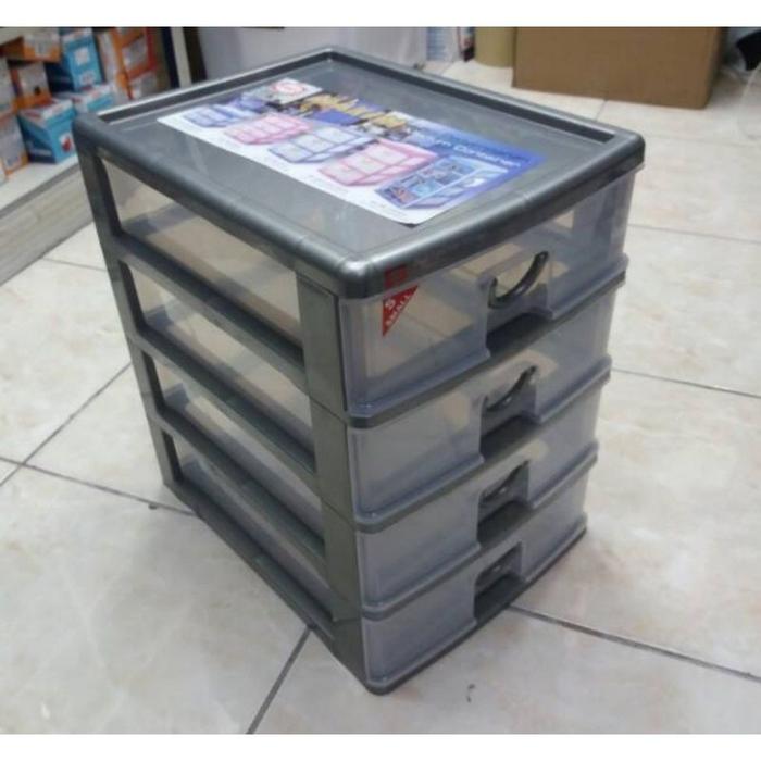 Laci Container A4 Susun 4 Shinpo 355 SS 4 Plastik / Rak Serbaguna Kertas F4 Folio 355-4 / Laci CD DV