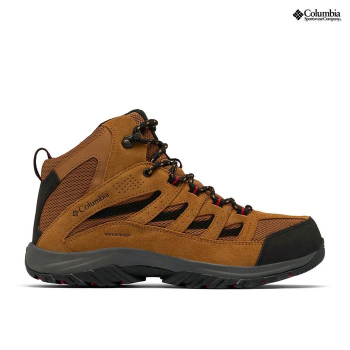 COLUMBIA Men's Boots Crestwood Mid Waterproof Sepatu Boots Pria Original - Camel Brown, Mountain Red