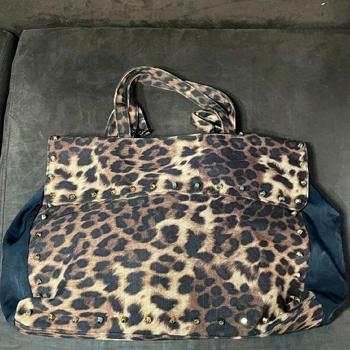 Tas Tote bag leopard kanvas vintage by kwani