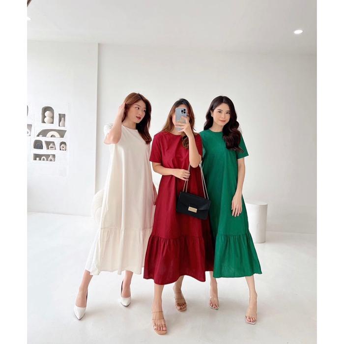 Dress Maxi Basic Simple Polos Korea EC 8398 Dress Couple Ibu dan Anak Dress Panjang Simple Korea Dre