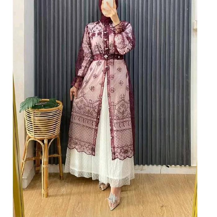 Yeril Outer Tunik Lace Brocade Outer Lengan Panjang Undak | Outer Brukat | Outer Garden | Outer Le