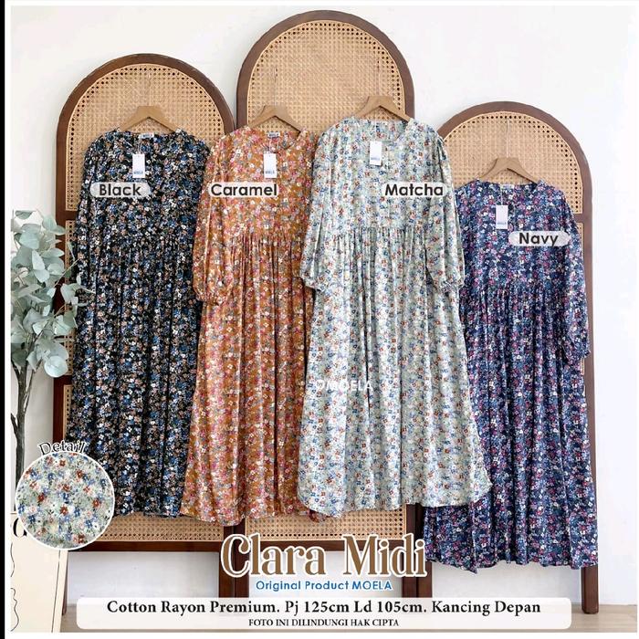 Clara Midi ORY by Moela Mini Dress Cantik Wanita Dewasa Fashion Baju Wanita Muslimah Trendy Elegan C