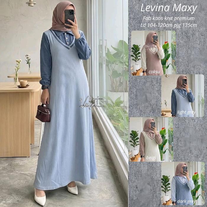 Levina Maxy Dress Wanita Bahan Kaos Knit By Valent