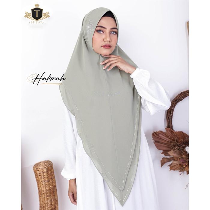 THEWA Kerudung/ khimar/ hijab “HALIMA ”PAYET OVAL 2 LAYER