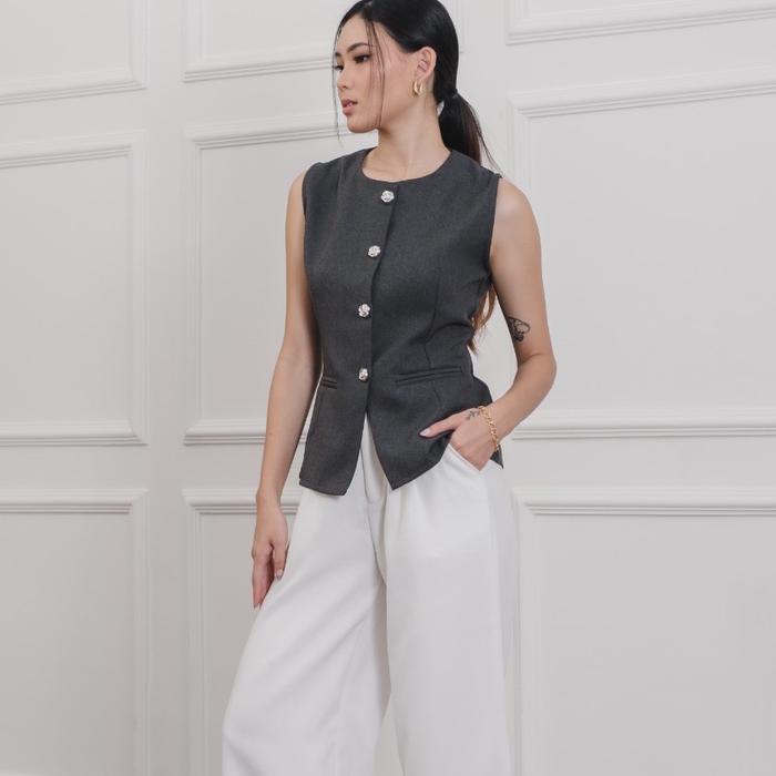 [Hisea] Kate Vest Top | Premium Basic Formal Top | Atasan Formal Wanita