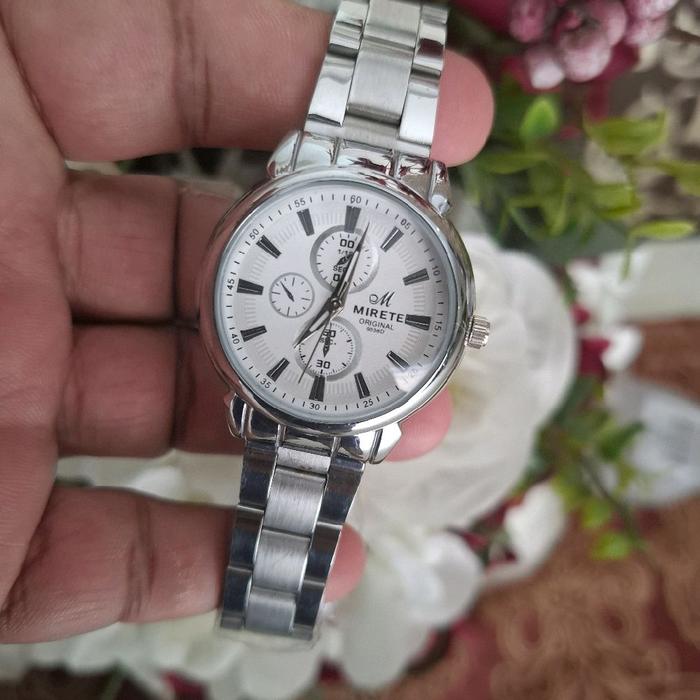 Jam tangan wanita mirete, silver putih