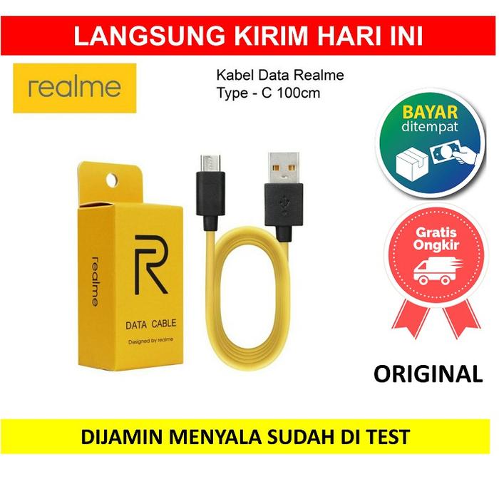 Kabel Data Realme Type C Tipe C Usb Cable Fast Charging Warna Kuning 1 Meter 1Meter 1M Real Me Realm