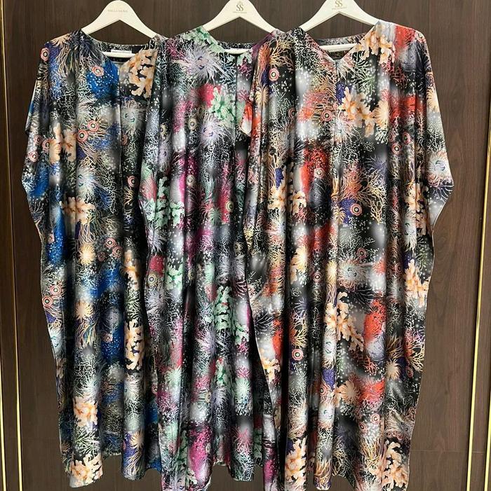 SHELLASAUKIA Daster kaftan motif kembang ori  SS