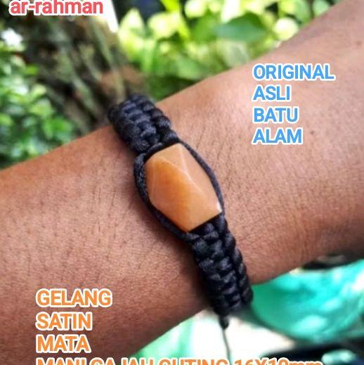 GELANG SATIN MATA BATU MANI GAJAH CUTING 16X10 ORIGINAL BATU ALAM ASLI