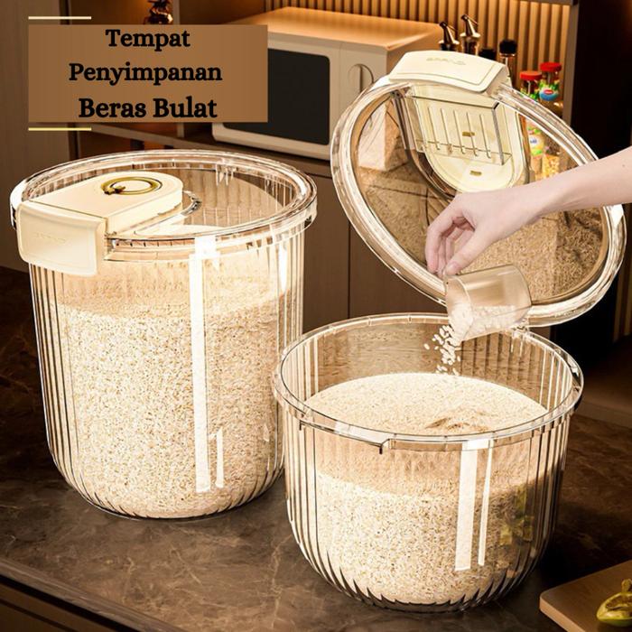 Ready Alby Mart Rice Dispenser Kotak Beras  Wadah Tempat Penyimpanan Beras Bulat Aesthetic Wadah 5Kg