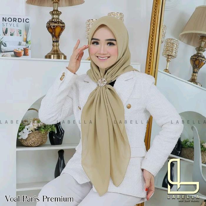 LABELLA HIJAB KERUDUNG SEGI EMPAT KHAKY MUDA PNS/ASN PREMIUM