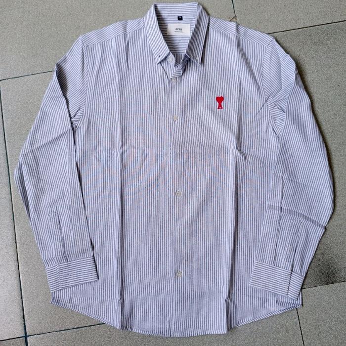Kemeja Lengan Panjang Ami Paris 2nd black Stripes