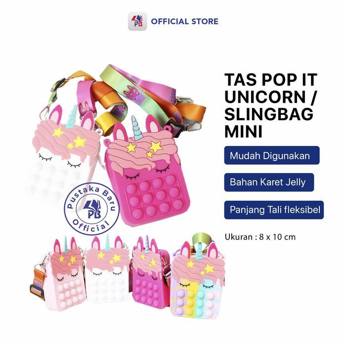 BERGARANSI Mainan Pop it / Pop it Murah : Tas Pop It Mainan Anak Perempuan Unicorn Mini Sling Bag Ra