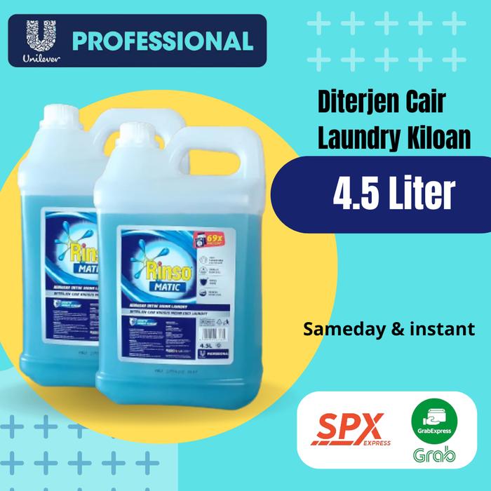 RINSO MATIC 4,5 LITER PROFESSIONAL DITERJEN CAIR USAHA LAUNDRY KILOAN DETERGEN