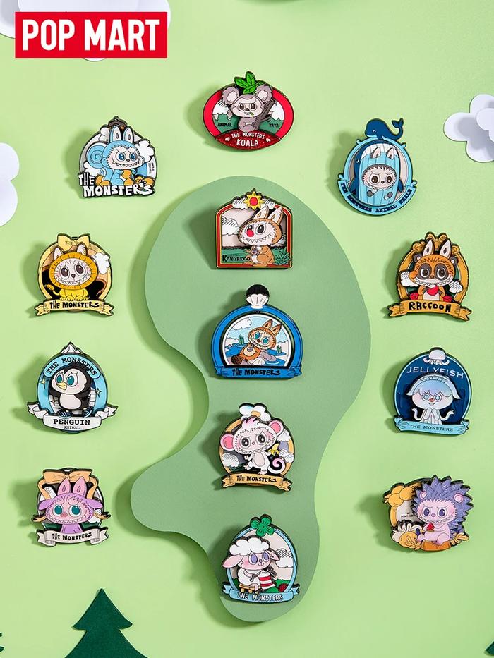 Pop Mart The Monster Labubu Animals Blind Box Badge Action Mystery Figure Refrigerator Magnetic Suct