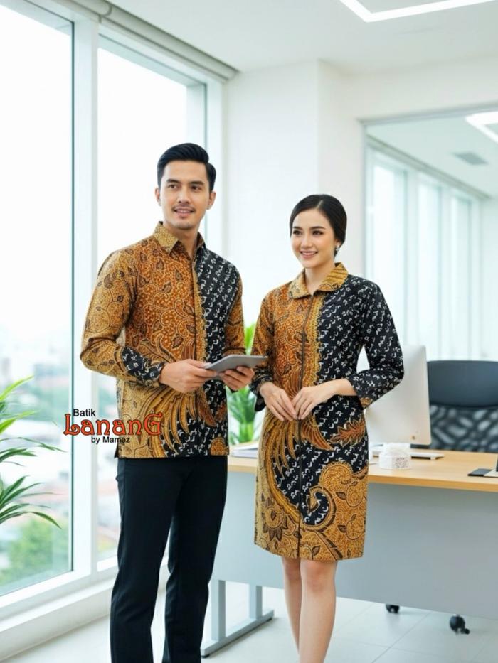Batik Couple Batik Sarimbit Batik Pria Wanita Kode Kanang bahan Katun Bekolin Lapis Furing Batik Lon