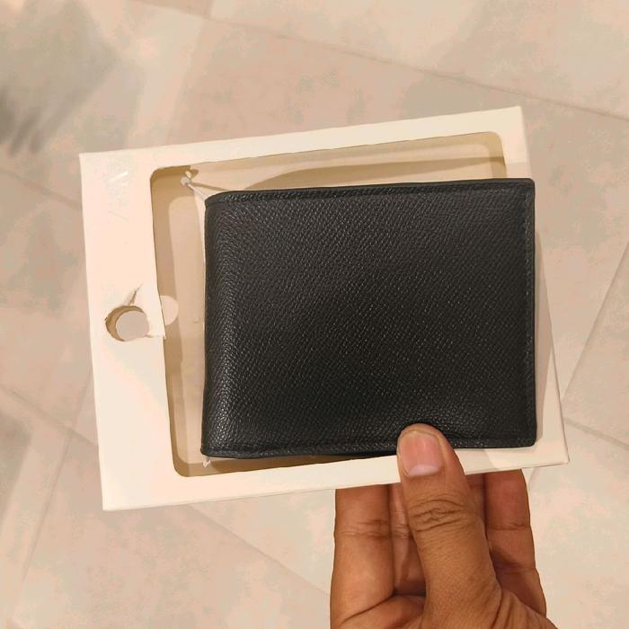 Dompet Zara Pria Original Bertekstur Hitam Desain Elegan