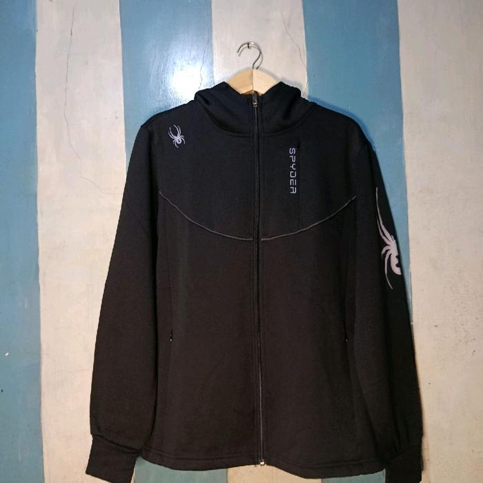 Spyder Hoodie Hitam dengan Logo Spider di Lengan (preloved)