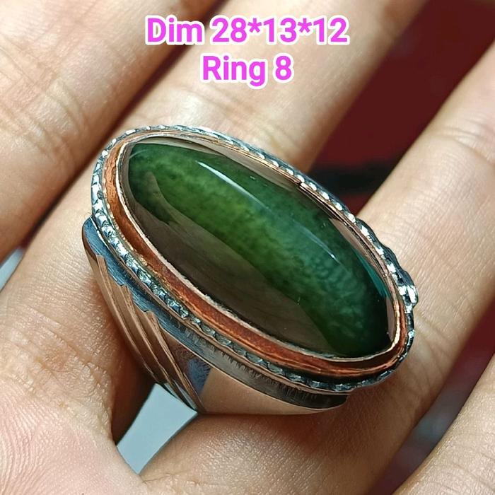 Cincin Akik Pandan ijo lumut Ramping Sisik Betik - Rings