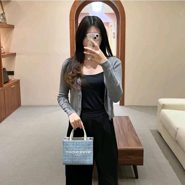 Givenchy 4G pattern blue denim tote bag with LS mini