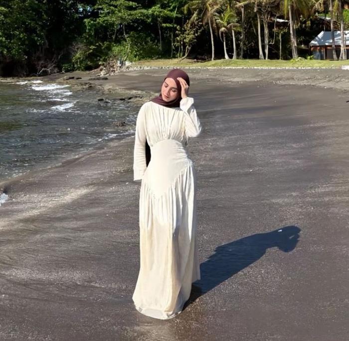 thebest - Kiara Long Dress Wanita Korean Style | Dress Pantai Rayon | Big Size Gamis Lebaran | S-XXX