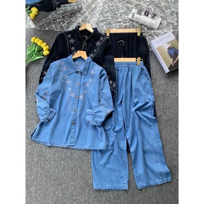 Leony.jaya | Arumi Set | One Set Jeans Variasi Bordir