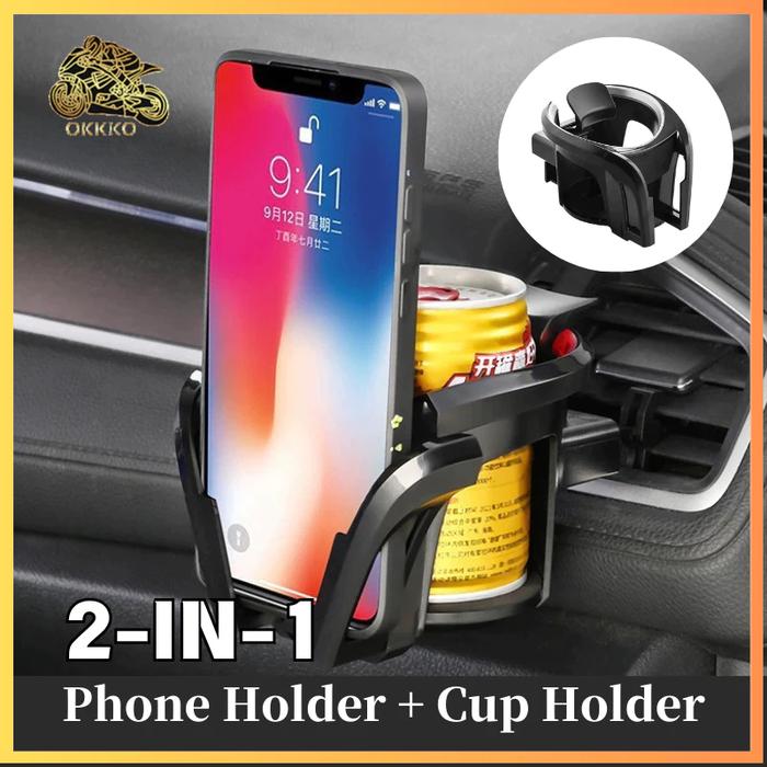 2-in-1 Car Phone Holder Cup Holder Mobil Tempat Botol Mobil Cup Holder Multifungsi