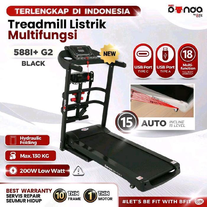 promo - treadmill elektrik redpanda 588i auto incline multifungsi listrik low watt fitness gym