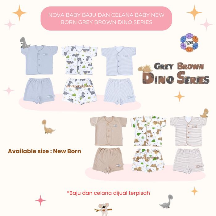 Nova Dino Series - Baju & Celana Bayi New Born - Baju Pendek Celana Pendek
