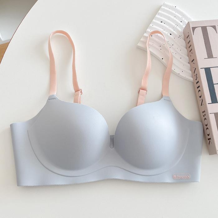Bra BH Seamless Fashion Peacock Women Bra Tanpa Kawat ABH14 - SOFT BLUE, 38/85