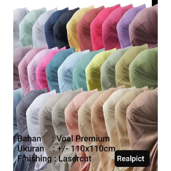 Hijab Segiempat Voal Polos Lasercut/Jilbab Voal Premium/ Voal Polos Lasercut/Hijab Voal Polos/Paris 