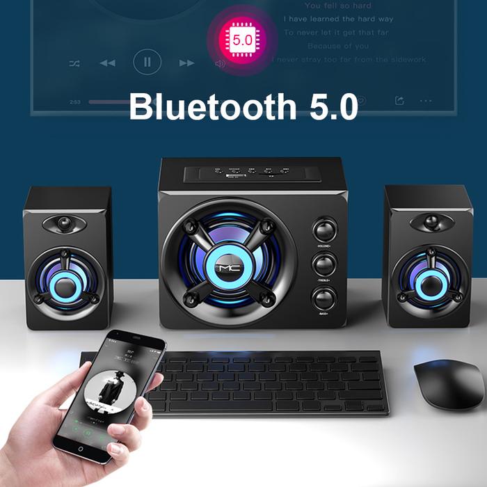 2021 LED Komputer Kombinasi Speaker AUX USB Kabel Nirkabel Bluetooth