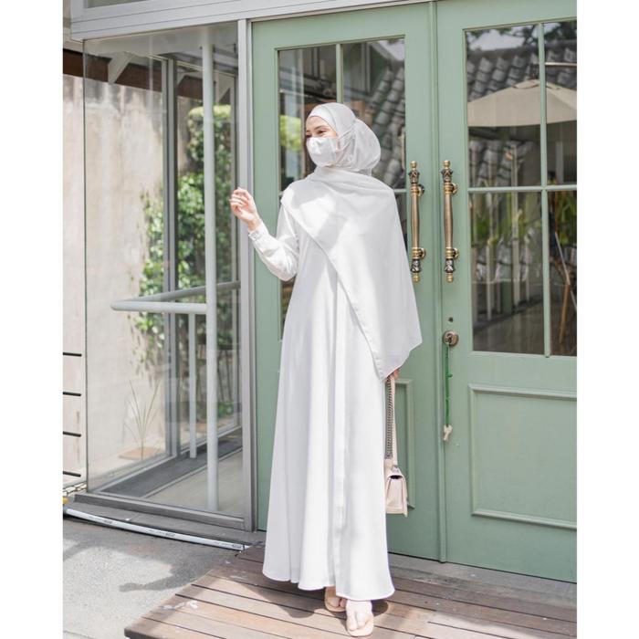Dress Lebaran Elmiza - Kinan Dress Bahan Premium Wollycrepe Gamis Muslim Wanita Terbaru DN052 Crinkl